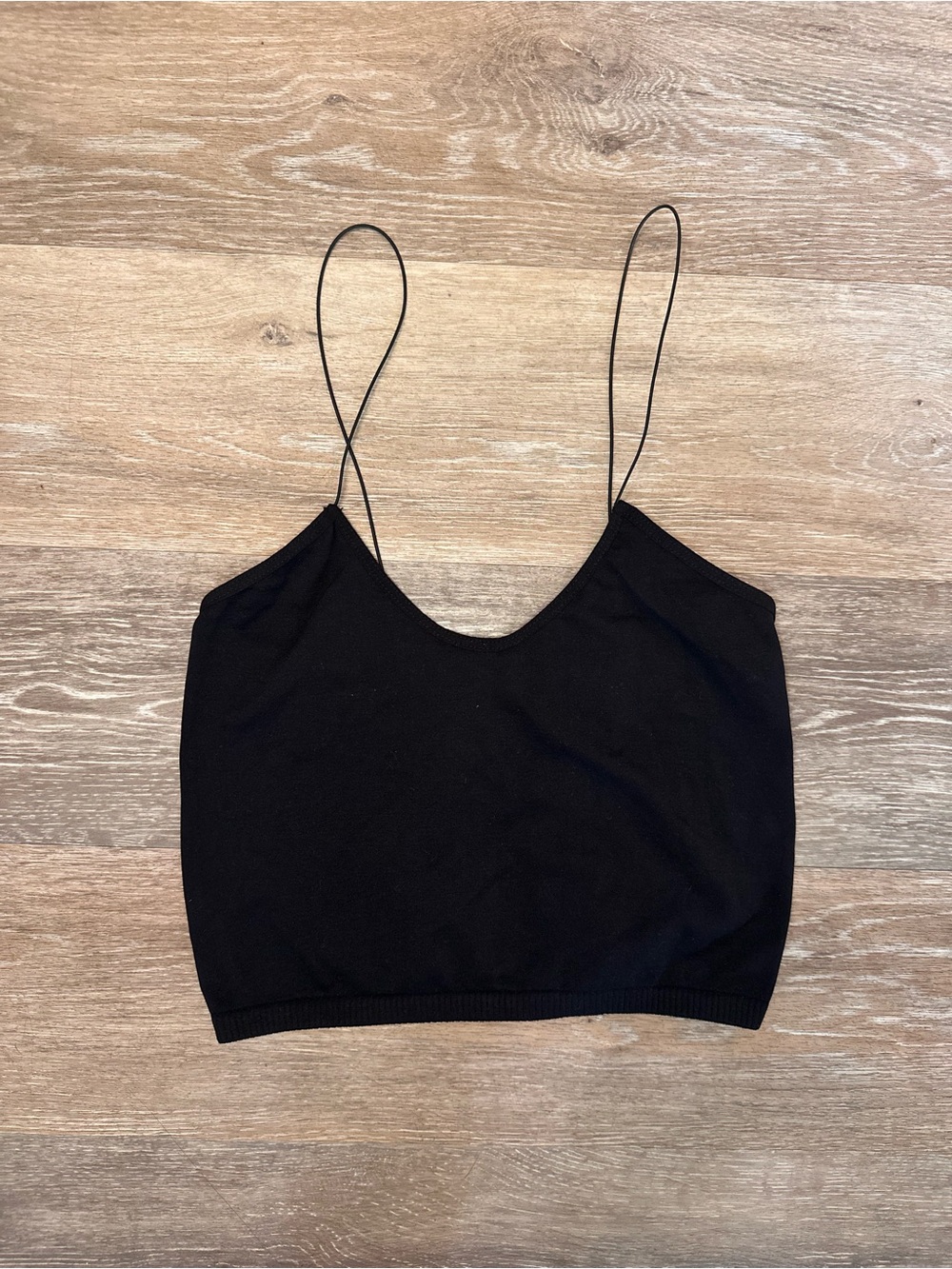 Free People Women's Black Spaghetti Strap Cropped Cami